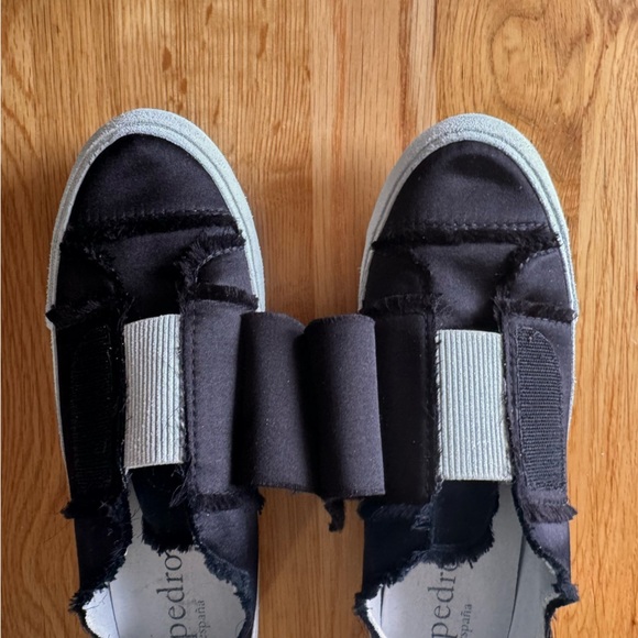 Pedro Garcia Palmira Raw Edge Velcro Black Satin Sneakers EU 38 US 7.5 - Picture 5 of 11